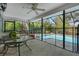 Screened pool and patio with outdoor table at 5371 Joyner Ave, Spring Hill, FL 34608