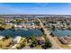 Breathtaking aerial view of waterfront property with a pool, dock, and beautifully landscaped grounds at 3308 Oleander Dr, Hernando Beach, FL 34607