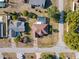 Aerial view of single-Gathering home with pool and large backyard at 4061 Montano Ave, Spring Hill, FL 34609