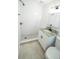 Updated bathroom with white subway tile, granite vanity, and a walk-in shower at 4292 Maple Ne St, St Petersburg, FL 33703