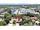 An aerial view showcasing the house and surrounding neighborhood at 807 Virginia Ave, Tarpon Springs, FL 34689