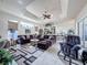 Open living room with sectional sofa, access to kitchen and pool at 8284 Cockatoo Rd, Weeki Wachee, FL 34613