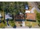 Aerial view of a home and surrounding houses, showing the property's location at 905 Palm Blvd, Dunedin, FL 34698