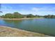Scenic view of the community pond surrounded by lush greenery and mature trees under a bright blue sky at 8194 Sturbridge Ct # A, Weeki Wachee, FL 34613