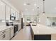 Modern kitchen featuring stainless steel appliances, white cabinets, and a quartz countertop island at 14421 Nonna Sky Drive Dr, Spring Hill, FL 34609