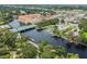 Beautiful aerial view of a riverfront commercial district with lush greenery and a bridge in New Port Richey, Florida at 5640 Ferguson Ct # 2208, New Port Richey, FL 34652