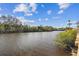 Scenic water view showing waterfront foliage along the waterway with a clear blue sky and fluffy clouds at 5640 Ferguson Ct # 2208, New Port Richey, FL 34652