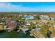 Wonderful aerial shot captures waterfront homes with private docks on canals surrounded by marshland under a blue sky at 7256 Westwind St, Weeki Wachee, FL 34607