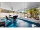 Covered lanai offering space for dining with screened-in views of the lush landscaping at 7256 Westwind St, Weeki Wachee, FL 34607