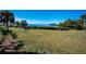 Expansive backyard with lush lawn and tropical trees, offering serene views of the beautiful bay at 1723 Gulf Rd # 104, Tarpon Springs, FL 34689