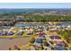 Aerial shot showcasing the property's serene lakeside setting and neighborhood layout at 19504 Lily Pond Ct, Brooksville, FL 34601