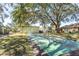 Community shuffleboard courts with shaded trees and green lawns at 2101 Sunset Point Rd # 2706, Clearwater, FL 33765