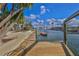 Waterfront dock with boat lift access offers stunning views of the serene canal at 3073 Gulf Winds Cir, Hernando Beach, FL 34607