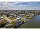 Stunning aerial view of waterfront homes along canals under a blue, partly cloudy sky at 4529 Flounder Dr, Hernando Beach, FL 34607