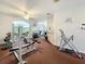 The community gym features free weights, machines, and a window with a view at 8447 Pavilion Dr, Hudson, FL 34667