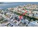 Waterfront neighborhood aerial shot featuring canal access, boat docks and proximity to open water at 13603 Jennita Dr, Hudson, FL 34667