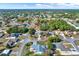An aerial view of a neighborhood street with various homes, trees, and green grass, set against a blue sky at 2334 Gimlet, Spring Hill, FL 34608