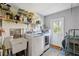 A practical laundry area offers utility sink, washer, dryer, storage shelves, and direct exterior access at 2862 Lomond Dr, Palm Harbor, FL 34684