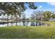 Beautiful pond surrounded by trees and grass at 2862 Lomond Dr, Palm Harbor, FL 34684