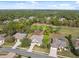 Panoramic aerial view of a peaceful neighborhood with mature trees, golf course, and expansive green spaces at 5351 Championship Cup Ln, Spring Hill, FL 34609