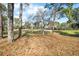 View of the lush backyard featuring mature trees and views of the green golf course in the distance at 5351 Championship Cup Ln, Spring Hill, FL 34609
