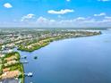 Wide aerial view of waterfront community, showcasing expansive waterways and luxurious homes at 4532 Shark Dr, Bradenton, FL 34208