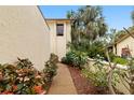 Landscaped walkway with tropical plants leading to the home at 6012 Courtside Dr # 1, Bradenton, FL 34210