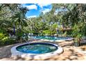 Community pool and spa surrounded by tropical landscaping at 3404 Falcon Pl, Bradenton, FL 34210