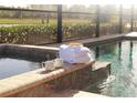 Relaxing pool and spa with towels and coffee, ready for guests at 17539 Polo Trl, Bradenton, FL 34211