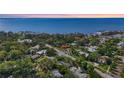 Aerial view of waterfront neighborhood at dusk at 4810 Bay Shore Rd, Sarasota, FL 34234