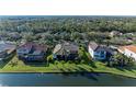 Waterfront property situated amongst other homes with lush green lawns at 7555 Tori Way, Lakewood Ranch, FL 34202