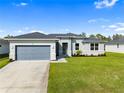 One-story home with gray siding, gray roof, and landscaping at 3411 Dryden St, North Port, FL 34288