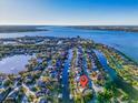 Aerial view of waterfront home with private dock and boat access at 3832 5Th Ne Ave, Bradenton, FL 34208