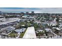 Aerial view showing a house's location near the coast at 141 N Adams Dr, Sarasota, FL 34236