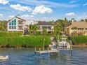 Boat dock and waterfront view of luxury home at 1707 Palma Sola Blvd, Bradenton, FL 34209