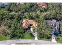 Aerial view showcasing the home's private setting and surrounding landscape at 3178 Dick Wilson Dr, Sarasota, FL 34240