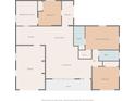 Floor plan of a 3 bedroom, 2 bath home with bonus room, garage and porch at 10820 Oldham Rd, Port Richey, FL 34668