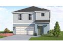 Two-story house with blue siding, a two-car garage, and landscaping at 13115 Cedar Elm Lane, Parrish, FL 34219