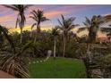 Landscaped backyard with tropical plants and a waterfront view at 543 Hillcrest Dr, Bradenton, FL 34209