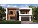 Modern two-story home with wood and white exterior, and a two-car garage at 2135 Hibiscus St, Sarasota, FL 34239