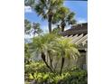 Lush landscaping featuring palm trees and tropical plants at 3354 Sandleheath # 13, Sarasota, FL 34235