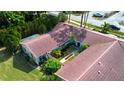 Aerial view showcasing a two-unit building with a shared courtyard at 2291 Pueblo Ln # V46, Sarasota, FL 34231