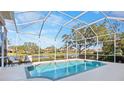 Screened pool and patio with lake view and seating at 4821 Hanging Moss Ln, Sarasota, FL 34238