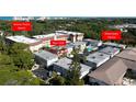 Aerial view showcasing unit location, pool, and proximity to beach and downtown at 521 W Venice Ave # 22, Venice, FL 34285