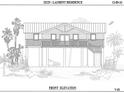 Architectural drawing of a waterfront home's front elevation at 531 Edlee Ln, Longboat Key, FL 34228