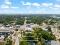 An aerial view showcasing a vacant lot near various businesses and roads at 966 32Nd St, Sarasota, FL 34234