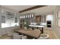 Modern kitchen with island, wine storage, and stainless steel appliances at 1521 S Lake Shore Dr, Sarasota, FL 34231