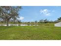 Grass lawn with a pond view and large tree at 4519 Trout River Xing, Ellenton, FL 34222