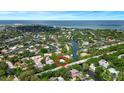 Aerial perspective highlighting the property's position near the water at 567 Venice Ln, Sarasota, FL 34242