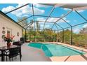 Screened pool and patio area with outdoor dining furniture at 958 Chickadee Dr, Venice, FL 34285